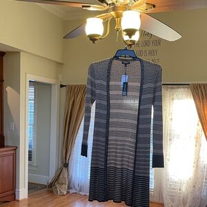 Cable & Gauge Striped Black and Tan Sweater/Cardigan